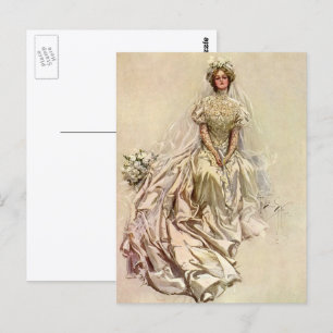 Cartão Postal Noiva Vitoriana Vintage, Retrato Bridal Antiquado