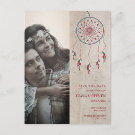 Cartão Postal Noivado de Fotografias Rustic Boho Dreamcatcher
