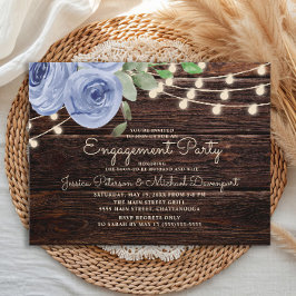 Cartão Postal Noivado de Luzes Azuis de Corda Floral de Madeira 