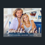 Cartão Postal Noivado Moderno Salve O Casal De Fotografias De Da<br><div class="desc">Moderno Salvar O Cartão-Postal De Foto Do Casal Do Noivado De Data</div>