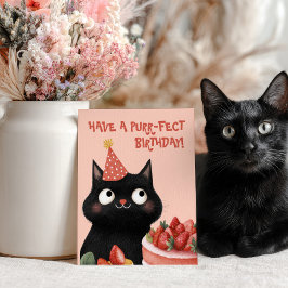Cartão Postal Noivado Rosa Gato Negro Puro