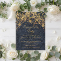 Noivado Rustic Glam Luzes de Corda Azuis e Dourada