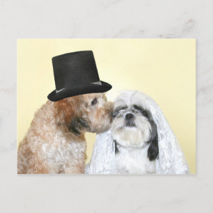 Cartão Postal Noivo e noivo canino