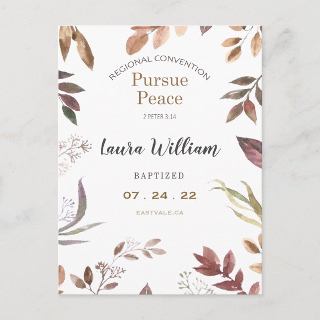 Cartão Postal Nome Batismo Personalizado da Convenção JW 2022 (Frente)