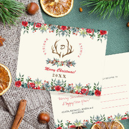 Cartão Postal Nome da família de aquarela russa monograma Natal