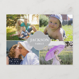 Cartão Postal Nome da família de colagem multifotografia person