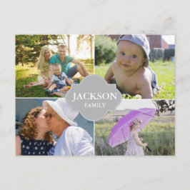 Cartão Postal Nome da família de colagem multifotografia persona