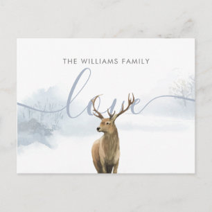 Cartão Postal Nome da família natalícia Winter Woodland Stag