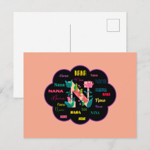 Cartão Postal Nome da Flor Floral Nana Inicial