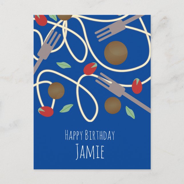 Cartão Postal Nome de Aniversário Amante de Massa (Frente)