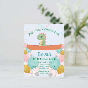 Cartão Postal Nome de festa de aniversário DIY caiaque dinossaur