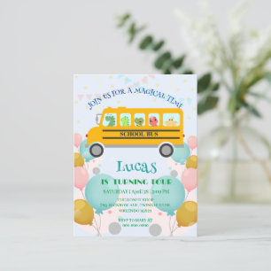 Cartão Postal Nome de festa de aniversário engraçada de ônibus e