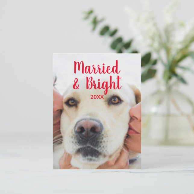 Cartão Postal Nome de foto personalizado vermelho e assado Natal (Em pé/Frente)