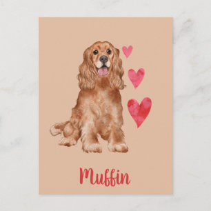 Cartão Postal Nome de Pet Personalizável do Cocker Spaniel