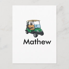 Cartão Postal nome do carro de golfe verde presentes para menino