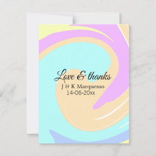Cartão Postal Nome do casamento de mármore colorido de amor e ag