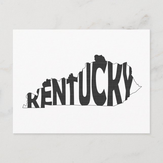 Cartão Postal Nome do Estado do Kentucky Word Art Black (Frente)