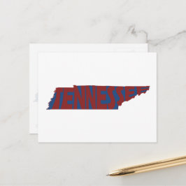 Cartão Postal Nome do Estado do Tennessee Word Art Red