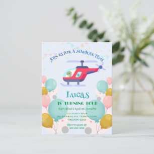 Cartão Postal Nome do helicóptero dinossauro engraçado festa de 