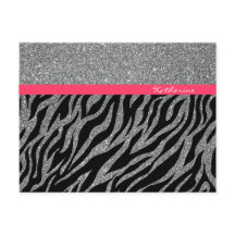 Nome Glam Zebra Rosa Prata Brilho Feminino Persona