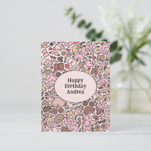 Cartão Postal Nome humor neutro padrão de seios