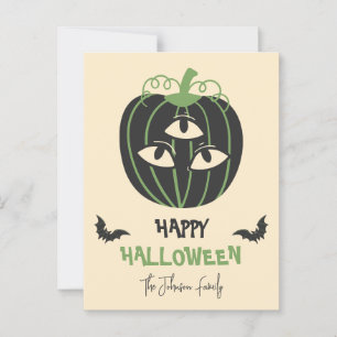 Cartão Postal Nome Moderno Da Família Feliz Halloween De Pumpkin