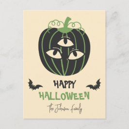 Cartão Postal Nome Moderno Da Família Feliz Halloween De Pumpkin