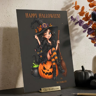 Cartão Postal Nome Personalizado Bruxa Malvada Halloween