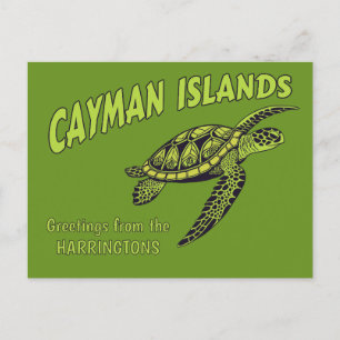 Cartão Postal Nome Personalizado Cayman Islands Sea Turtle
