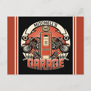 Cartão Postal Nome Personalizado Colagem de Bomba de Gás Retrosp