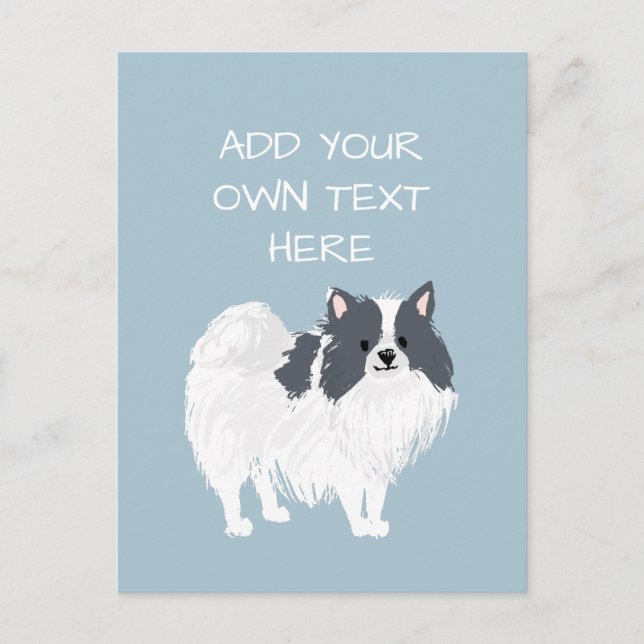 Cartão Postal Nome Personalizado de Cão Pomerano (Frente)