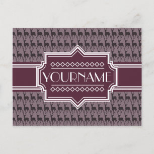 Cartão Postal Nome Personalizado De Veado Violeta Roxo N1