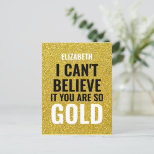 Cartão Postal Nome Personalizado Dourado Moderno Aniversário de 