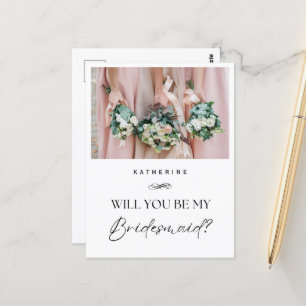 Cartão Postal Nome personalizado e proposta de Bridesmaid de fot