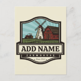 Cartão Postal NOME Personalizado Farmhouse Rustic Farmhouse Old 