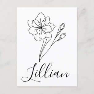 Cartão Postal Nome personalizado Jonquil de Março Flor de Nascim