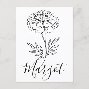 Cartão Postal Nome Personalizado Outubro Marigold Flor de Nascim