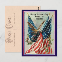 Cartão Postal Nome Personalizado Vintage Veteran's Day Patriotic
