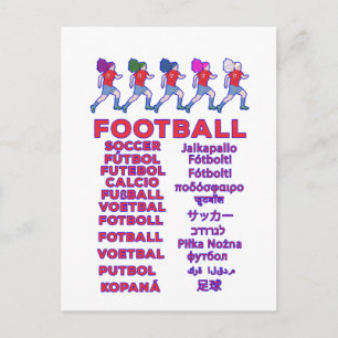 Cartão Postal Nomes Multilíngues de Futebol Feminino Global Fã d