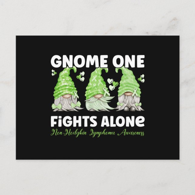 Cartão Postal Non Hodgkin Lymphoma Cancer Lime Ribbon Gnome (Frente)
