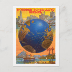 Cartão Postal Norddeutscher Lloyd Bremen Alemanha 1920 Vintage P