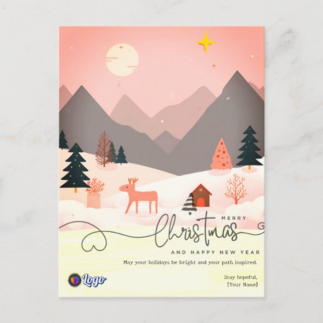 Cartão Postal Nordic Minimal Business Personal Christmas (Frente)