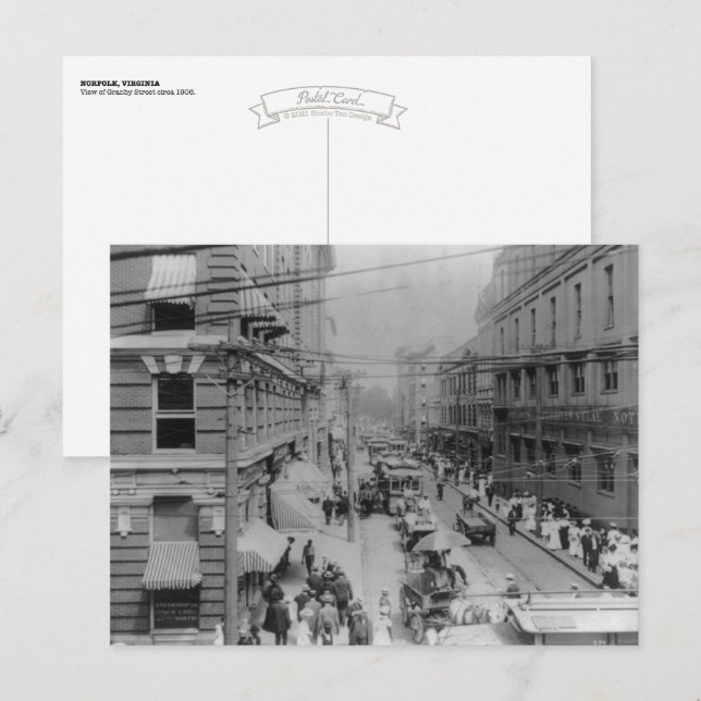Cartão Postal Norfolk, Virgínia, por volta de 1906 Cartão-Postal (Frente/Verso)