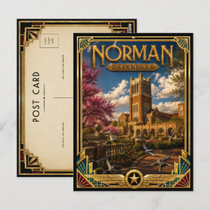 Cartão Postal Norman Oklahoma Arte Deco Vintage Idade Dourada
