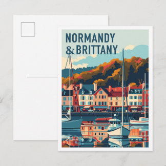 Cartão Postal Normandy and Brittany France Art Vintage Travel