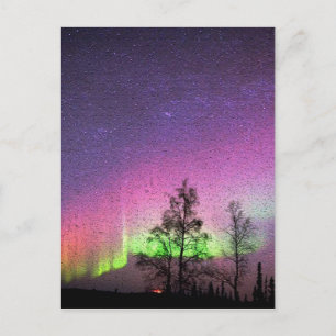 Cartão Postal Norte de Textura Crackle Luzes de Arte Sky Alaska