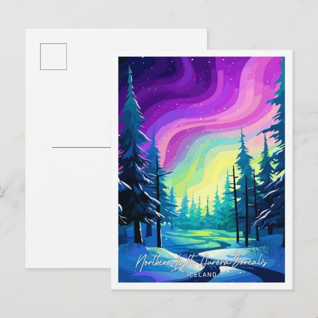 Cartão Postal Norte Lights Aurora Borealis (Frente/Verso)