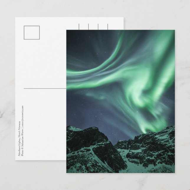 Cartão Postal Norte Lights Noruega (Frente/Verso)
