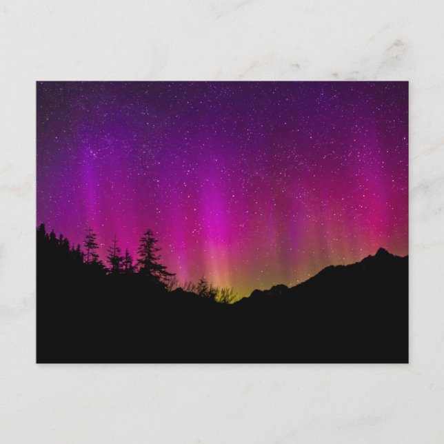 Cartão Postal Norte Luzes Aurora Borealis StarNight Sky (Frente)