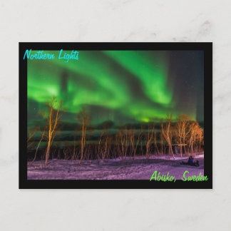 Cartão Postal Norte Luzes Aurora Borealis Suecia Abisko